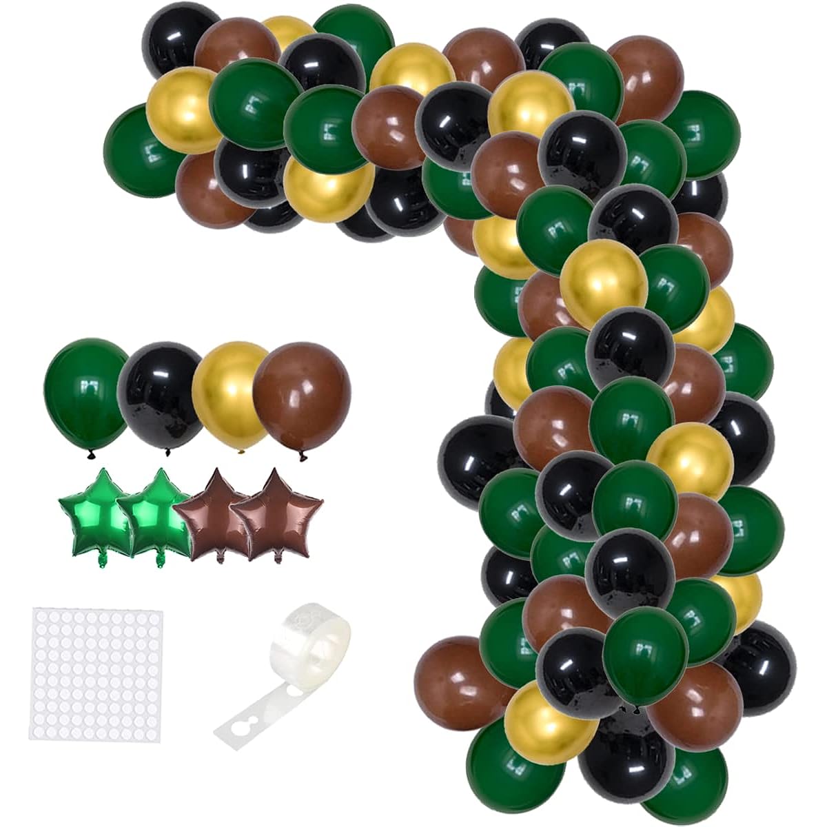 Dark Green Black Gold Balloon Garland Arch Kit 116pcs Green Black Brown Metallic Gold Balloons Football Party Supplies Video Game Football Retirement Graduation Camouflage Birthday Party Decorations