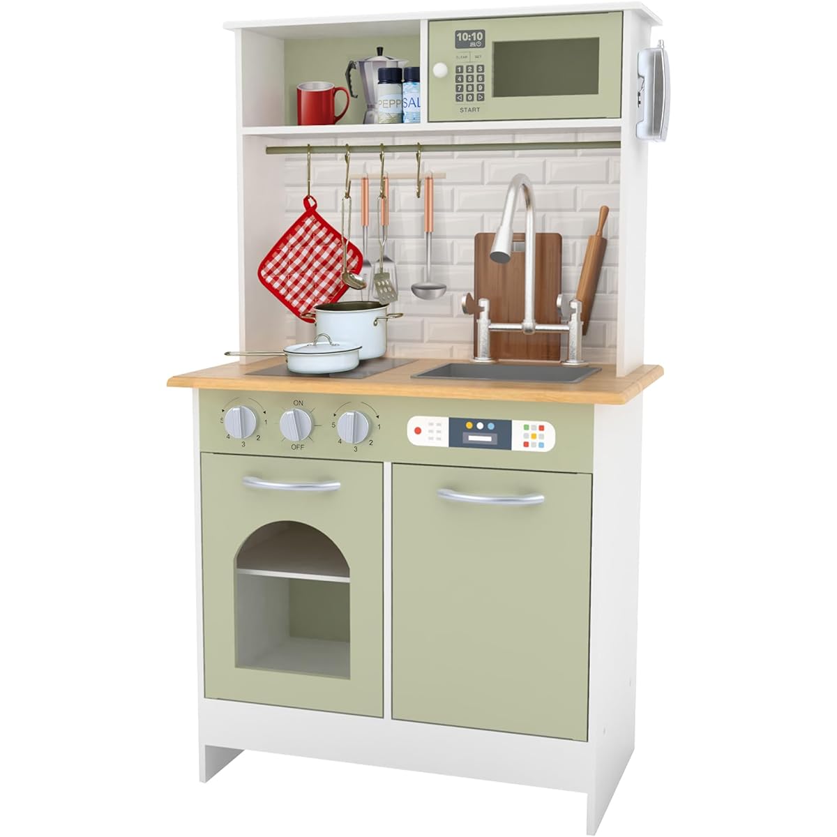 Teamson Kids Little Chef Boston Modern Play Kitchen, Olive Green