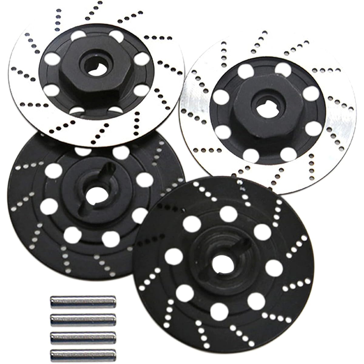 kingsea Alloy Metal RC 12mm Hex Hub Wheel Tire Brake Disc Compatible with Tamiya Racing On-Road Car Tires Black 4pcs