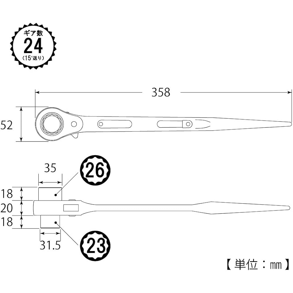 TOP Industrial (TOP) Double-end ratchet wrench with tip 32x36mm Cation coating Scaffolding Housing Tools RM-32x36 Tsubame-Sanjo Made in Japan