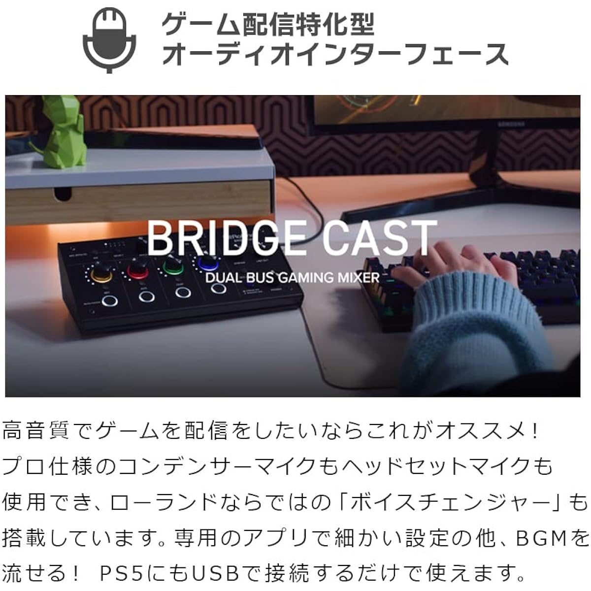 Roland BRIDGECAST + AT2040 set PS5 Windows 10 11 Mac iPhone compatible game distribution audio mixer Roland