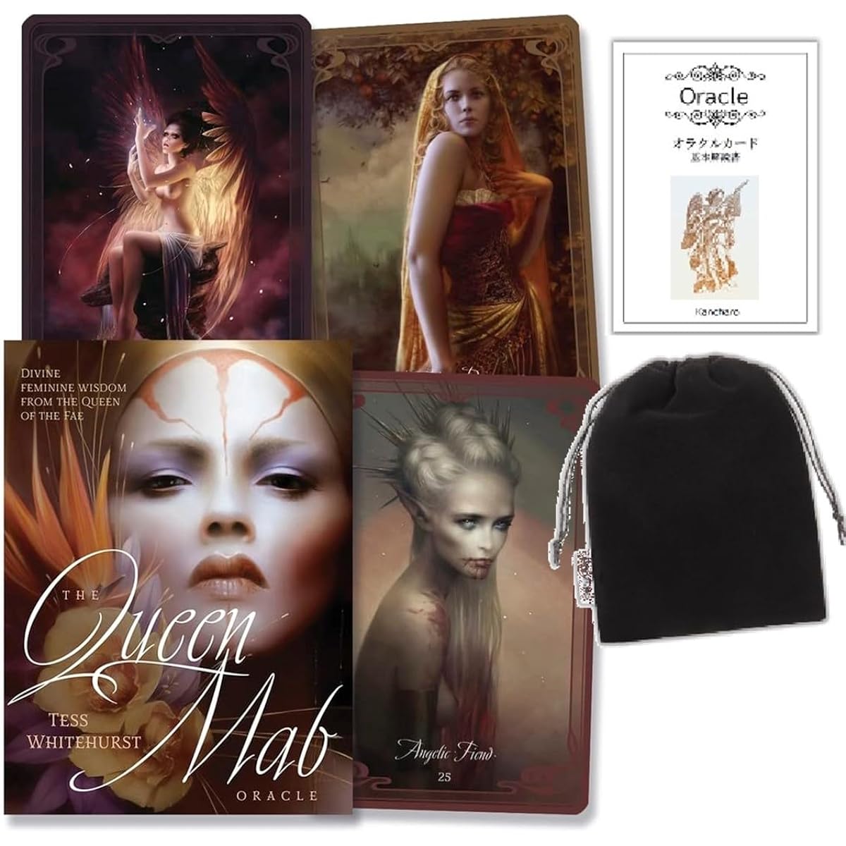 Kancharo Oracle Cards 45 Pieces Tarot Fortune Telling [Queen Mab Oracle: Divine Feminine Wisdom from the Queen of the Fae] Japanese Oracle Cards Basic Instructions & Pouch Included (Authentic)