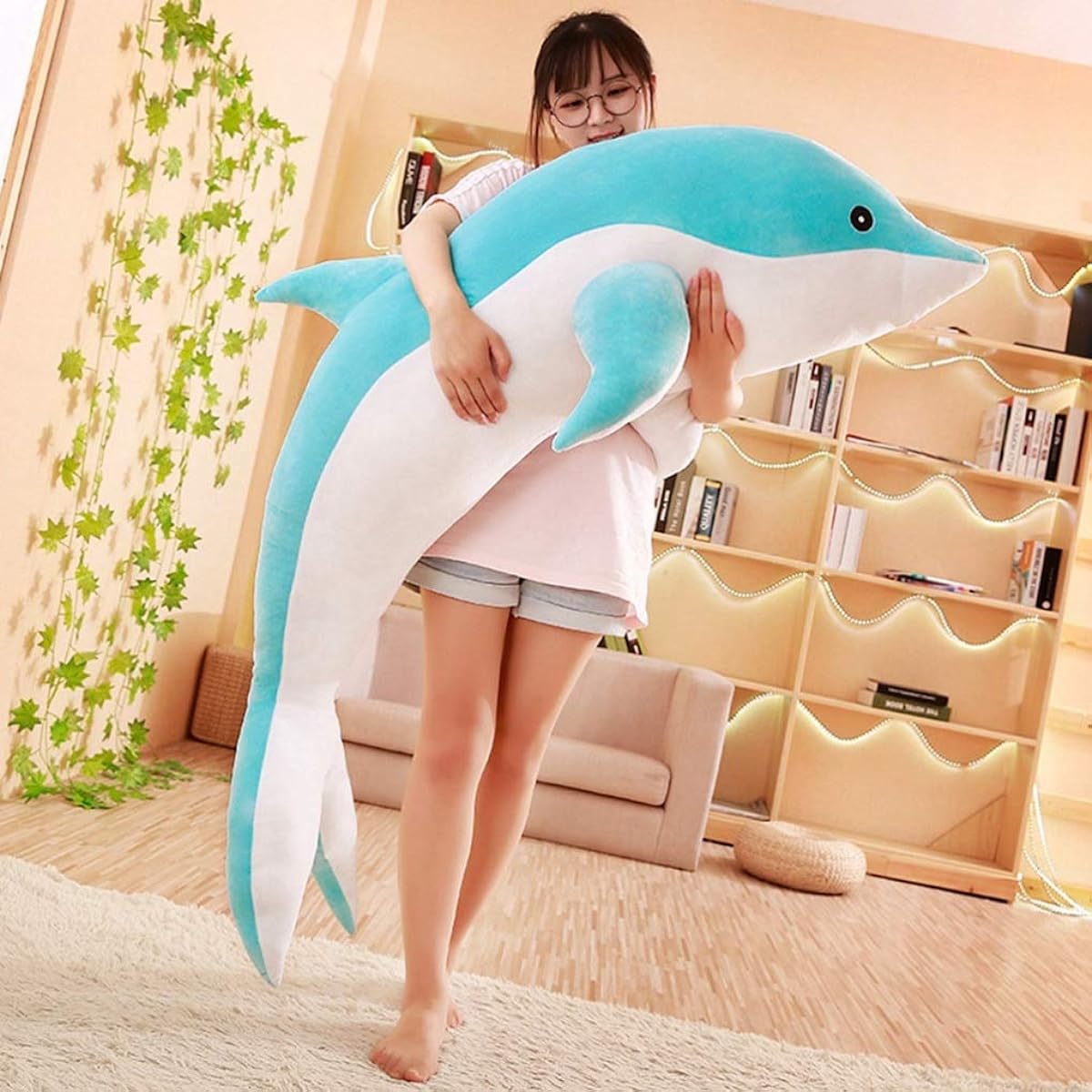 [Studio] Cute stuffed animal dolphin blue 160cm birthday present toy dolphin animal dolphin stuffed animal hug pillow fluffy texture adult stuffed animal 120cm New Year celebration shop birthday gift pink anniversary present figurine