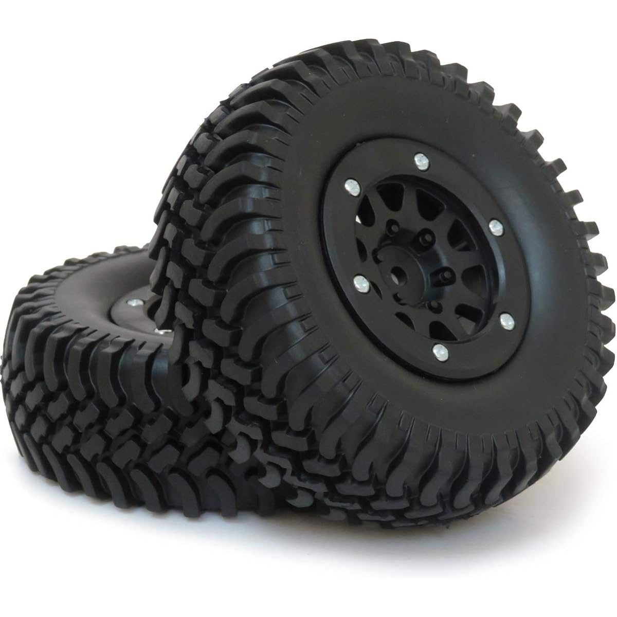 hobbysoul RC 1.9" Mud Terrain Tires Crawler Tires 100mm Height & 1.9 Beadlock Wheel Rims 4pcs