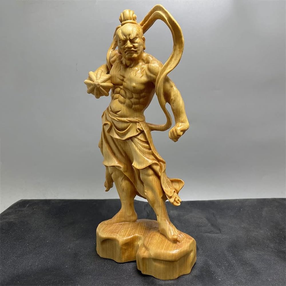 Buddha Statue, Wood Carving, Vajra Rikishi Statue, Standing Statue, Pair of Natural Cliff Kashiwagi, Nio Statue, Protection of Law and Good God, Ornament/Buddhist Altar/Feng Shui Good Luck/Amulet, Height 20cm