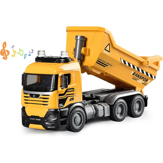 WEMOKA Dump Truck Toy with Moving Parts, 11" Dump Truck for Boys Age 4-7, Construction Truck Toy with Lights and Sounds, Sand Truck Toy for Boys Girls Kids (Dump Truck)