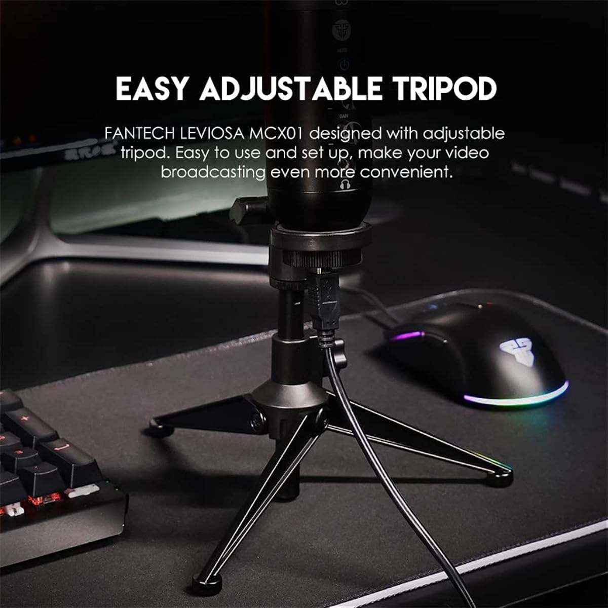 Microphone, Professional USB Condenser Microphone, Suitable for Computer Laptop Recording Studio Singing Game Streaming (Black, 17.2 * 4.5cm)