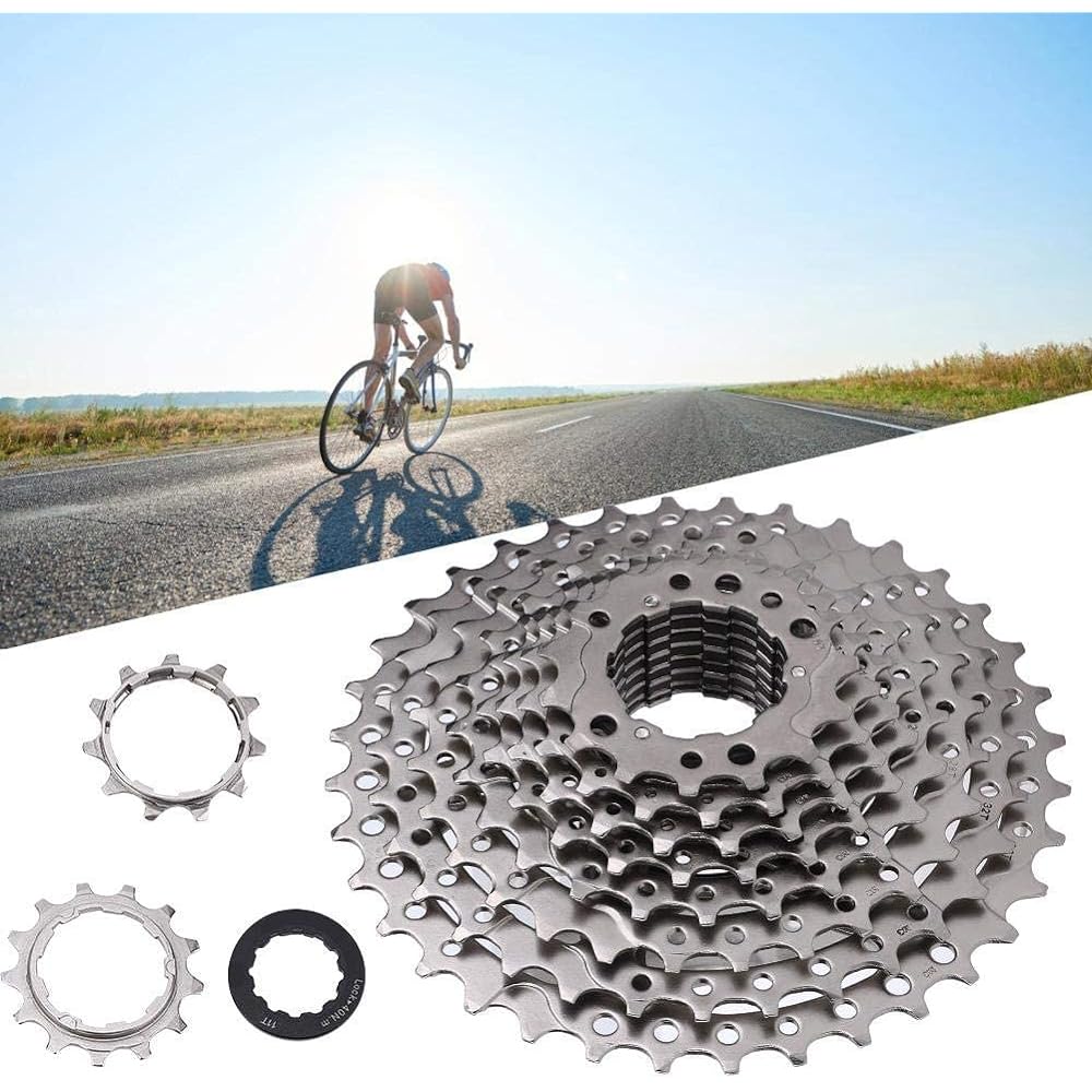 10s Sprocket Freewheel 9 10 11 12 Speed 32 36 42 46T Road Bike Freewheel Cassette Sprocket Bicycle Replacement Accessories Compatible with Mountain Bike Bicycle (10S 11-36T-Silver)
