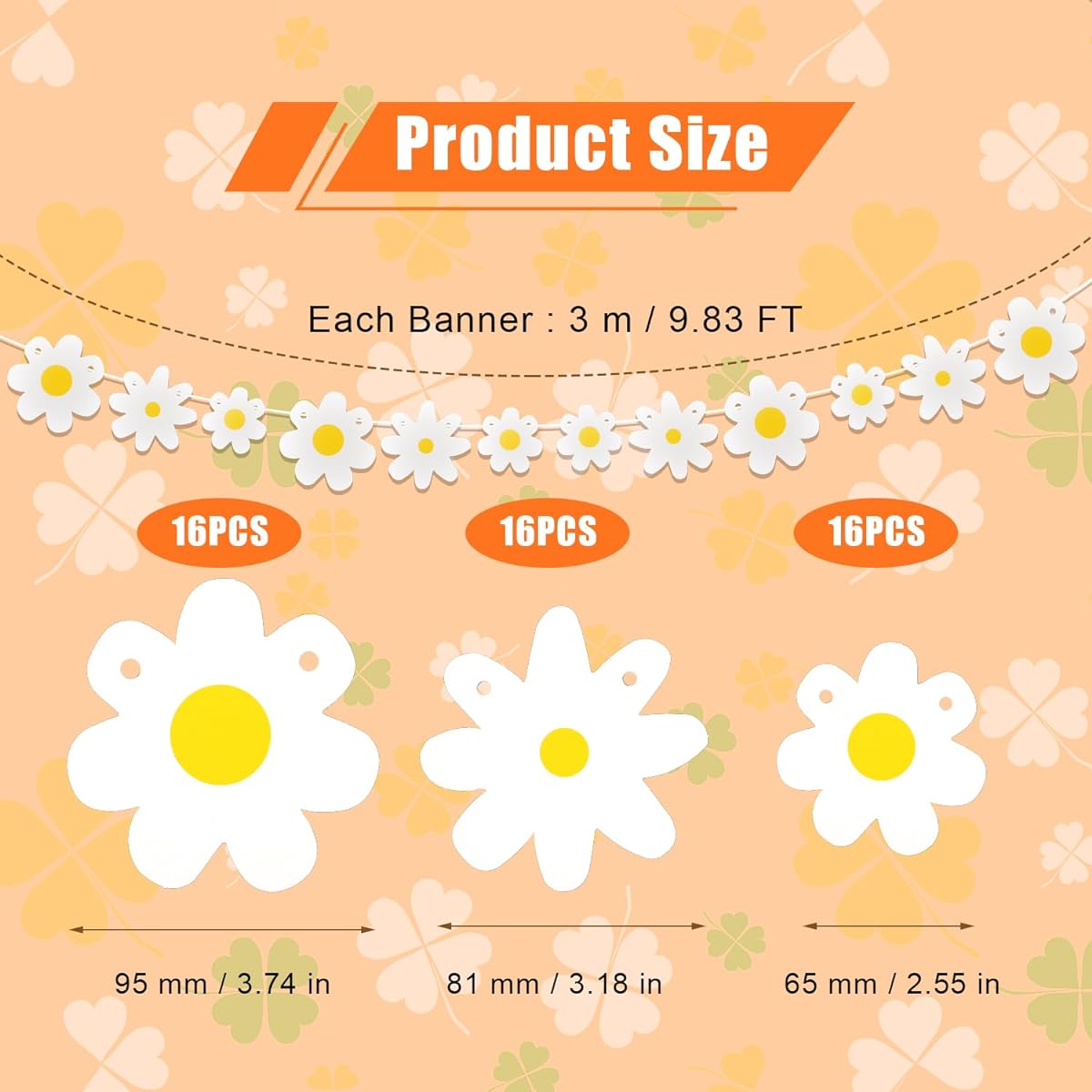 Daisy Party Banner Cute Daisy Party Decorations Spring Daisy Groovy Boho Party Banner Daisy Flower Banner Daisy Garland Birthday Nursery Party Home Decoration 4 Pieces