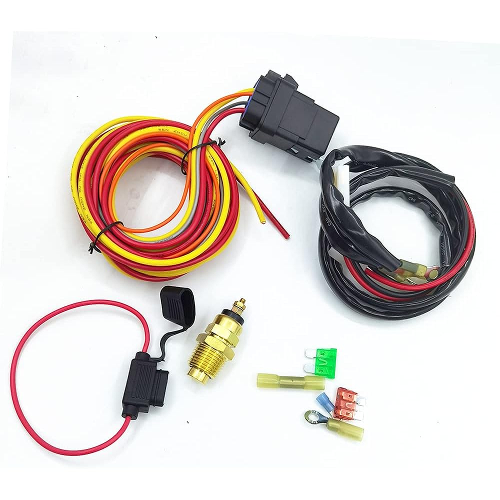 Electric Cooling Fan Wire Harness Kit 185 Degree On 165 Thermostat Switch 40/50 Amp Relay