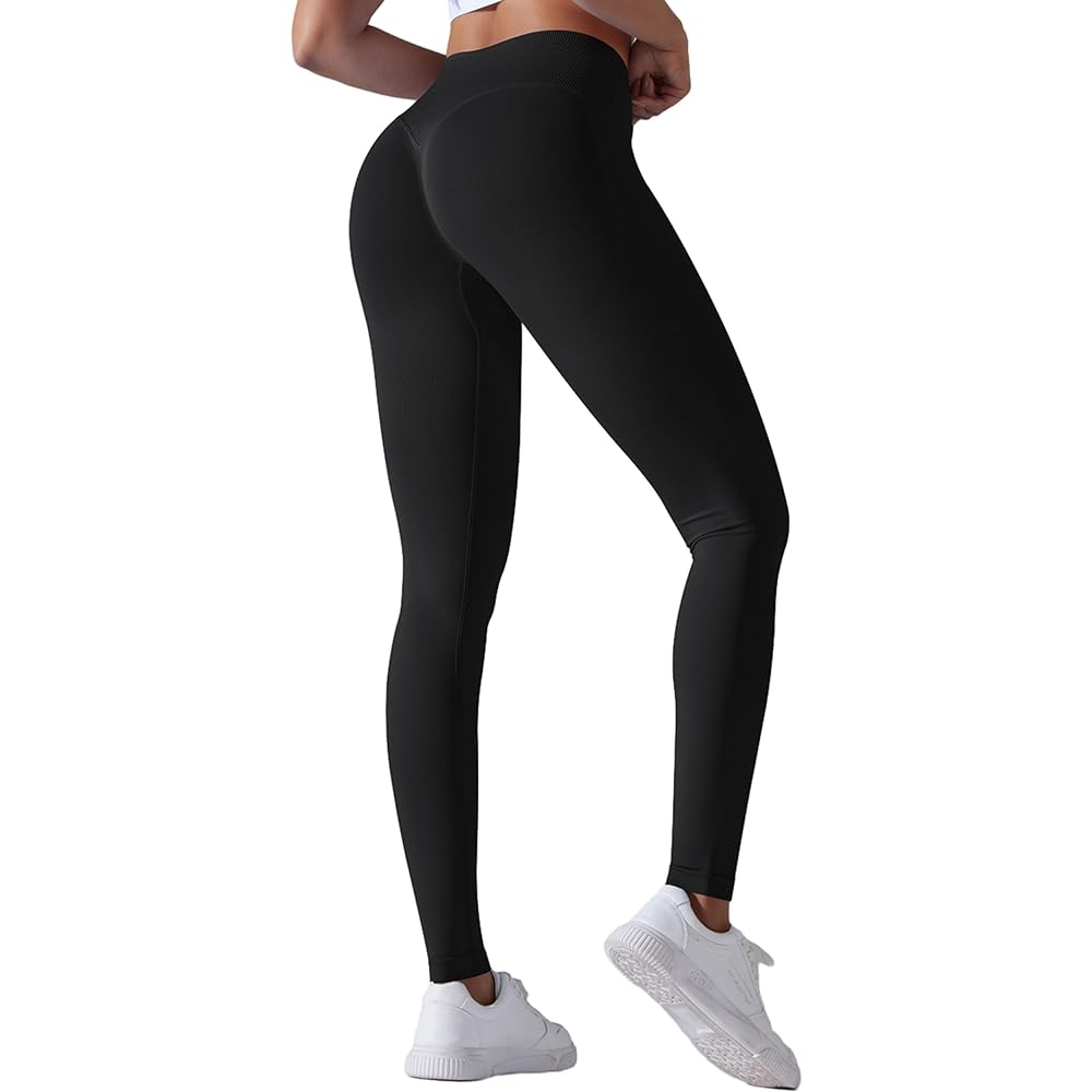 [ONEW] Workout Leggings V Cross High Waist Yoga Pants Seamless Butt Lifting Tight for Women