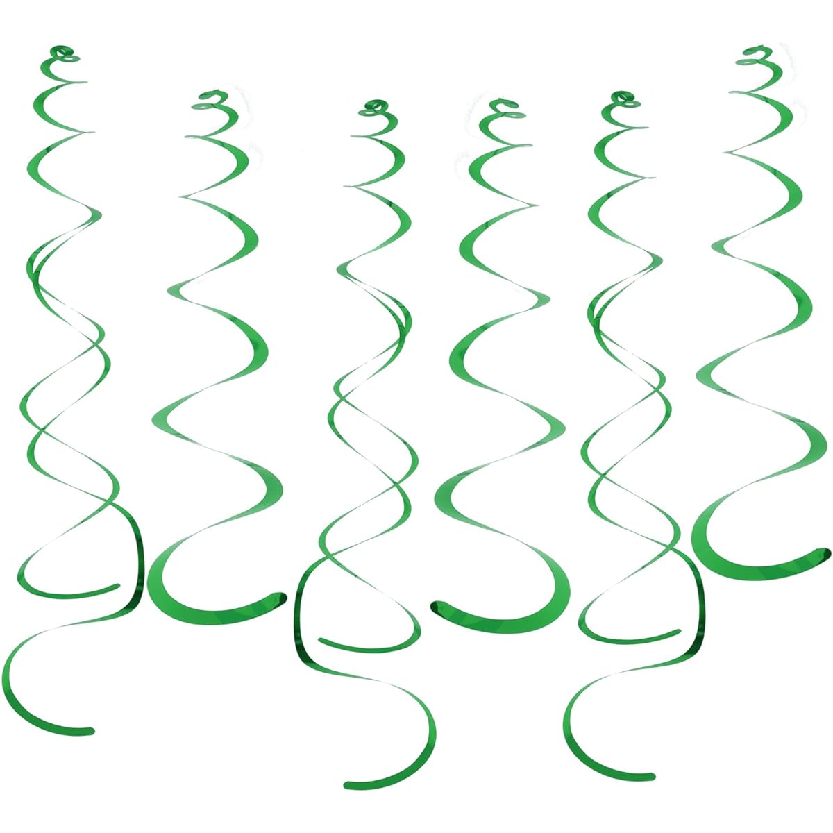 30pcs Party Swirl Decorations, Green Shiny Foil Hanging Swirl Decorations, Double Swirl and Single Swirl Plastic Streamers for Ceiling, Plastic Metallic Streamers for Party Decorations