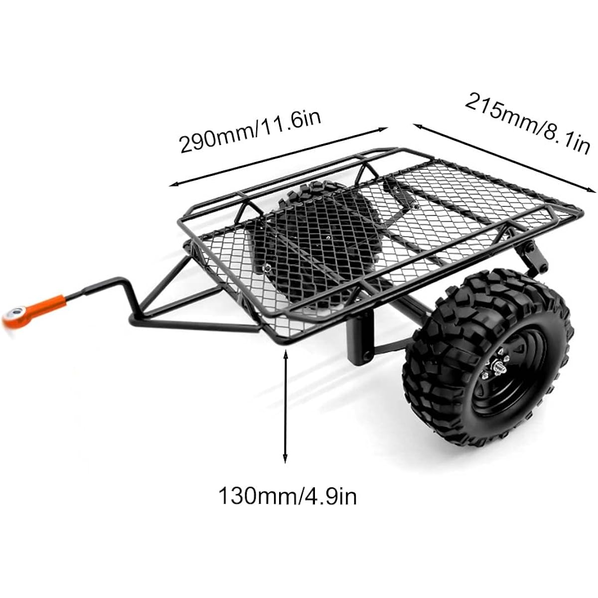 Ezweiji 1/10 RC Trailer Car Trailer Heavy Duty Trailer Truck Metal Kit for 1/10 RC Car Axial SCX10 D90 Black