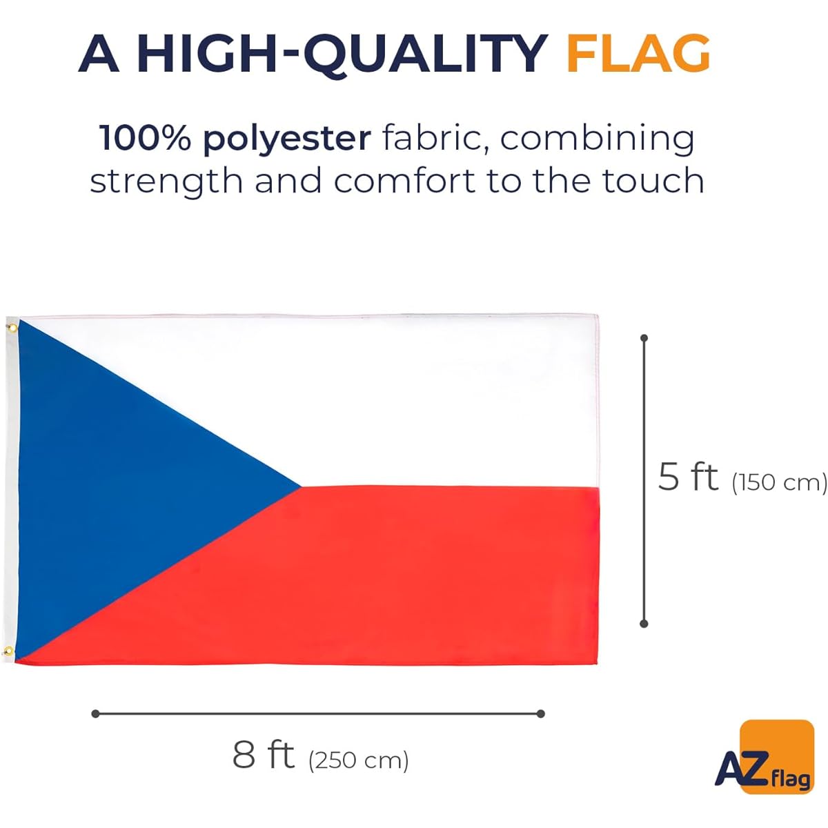 AZ Flag Czech Republic National Flag 5ft x 8ft - Large Czech Flag 150 x 250 cm - Banner 5x8ft