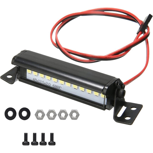 AMOGOT RC Bright Light Bar RC 12LED Light Bar Metal Roof Spotlight Dome Lamp Kit for TRX4 SCX10 90046 SCX24 90081 D90 KM2 Slash Crawler Truck