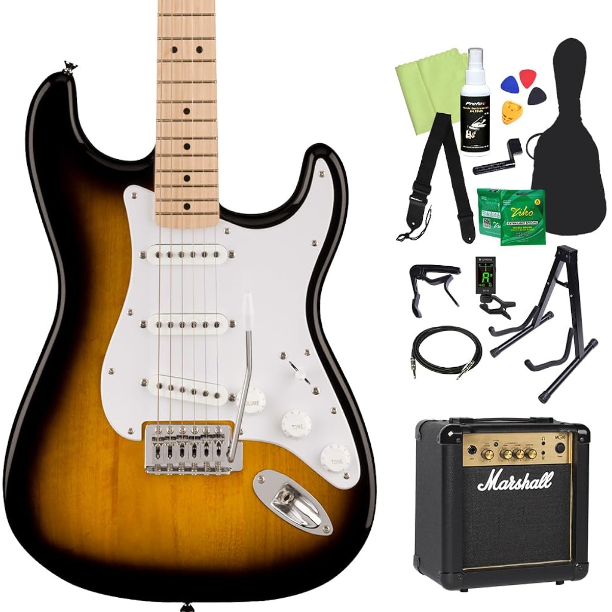 Squier SONIC STRATOCASTER Electric Guitar Beginner 14-Piece Set (MG10) 2TS Stratocaster