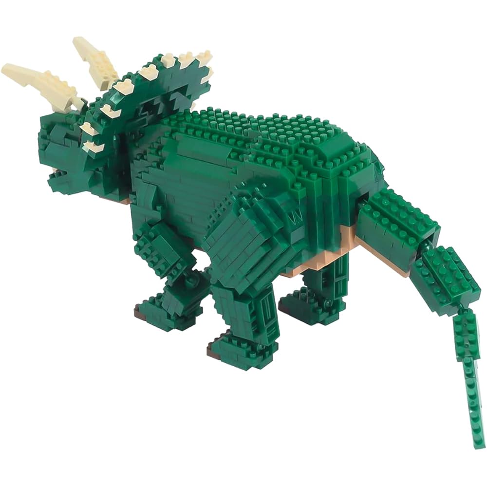 Kawada Nanoblock Dinosaur Deluxe Edition Triceratops & Triceratops Skeletal Model Set of 2 A005