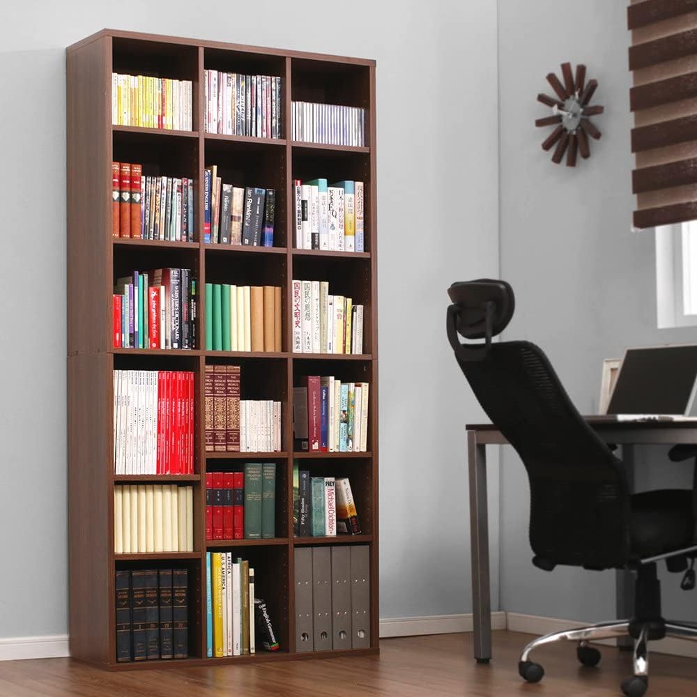Iris Ohyama Magazine Rack 1) Walnut Brown 3 Row Type BKS-1890