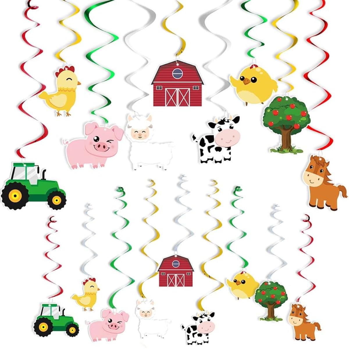 WERNNSAI Farm Animals Hanging Party Decorations - Barnyard Theme Party Supplies Hanging Swirls Kids Birthday Baby Shower Decor
