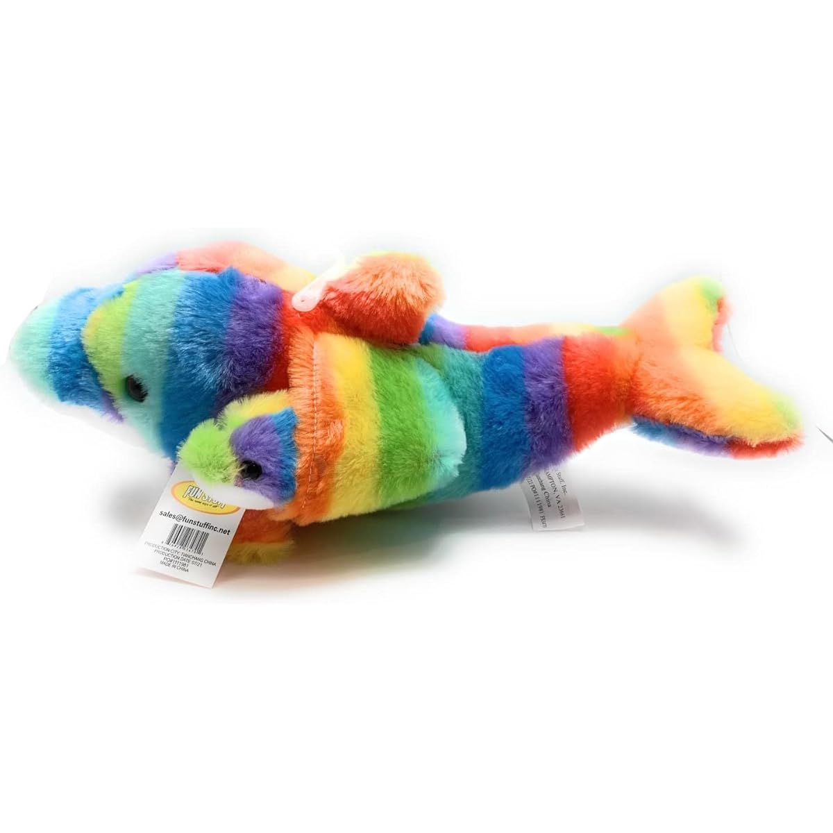 Funstuff 18 Rainbow Dolphin with Baby | Soft Plush Dolphin