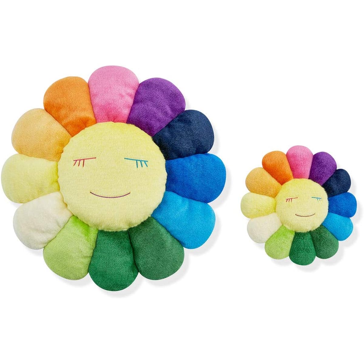 [Kaikai Kiki] MOMA Store Exclusive Takashi Murakami Flower Plush Toy Set Diameter 30cm [Pink & Blue Eyes Rainbow]