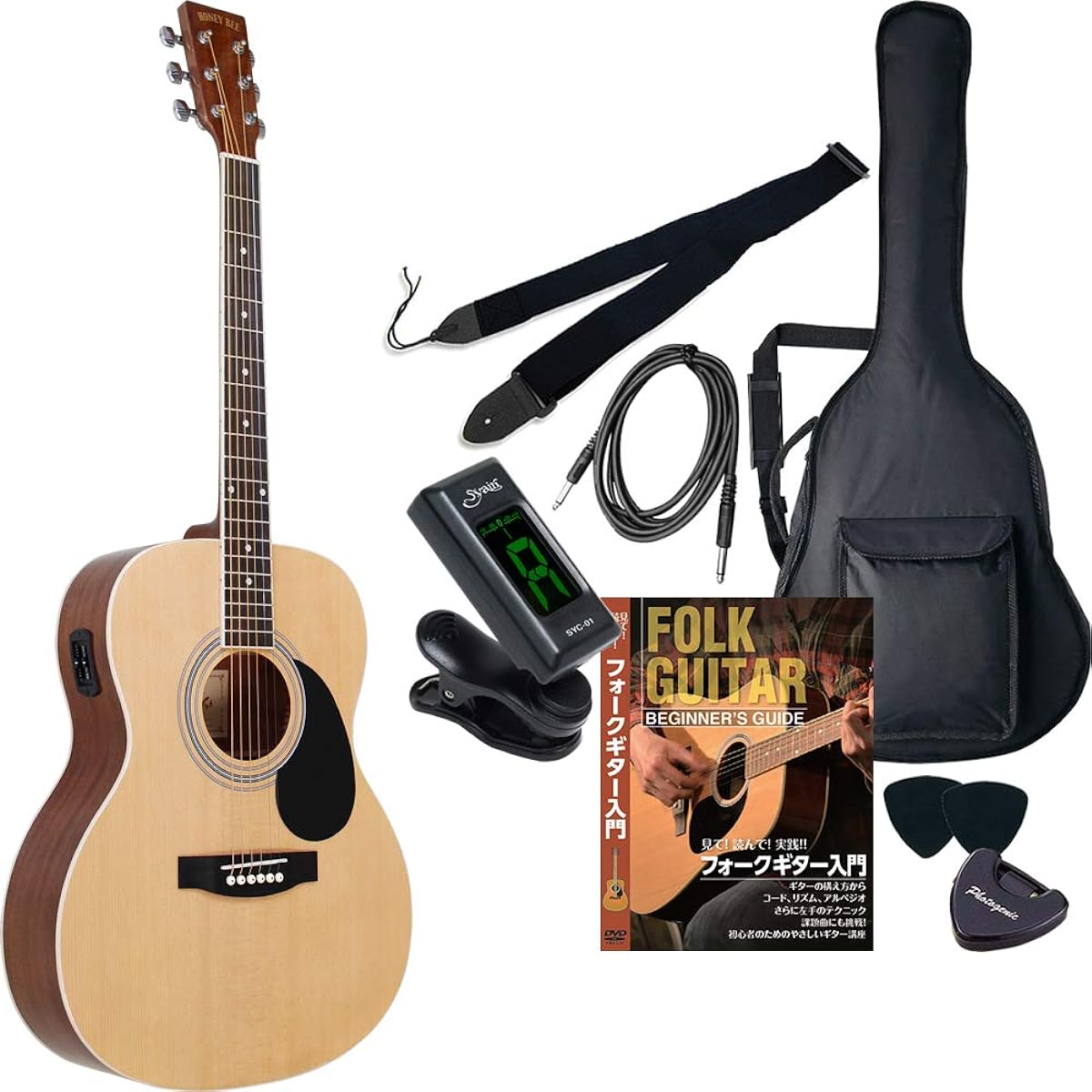 HONEY BEE Acoustic Guitar Electric Acoustic F-16E/N Natural Sakura Musical Instruments Original Beginner Introductory Limited Set