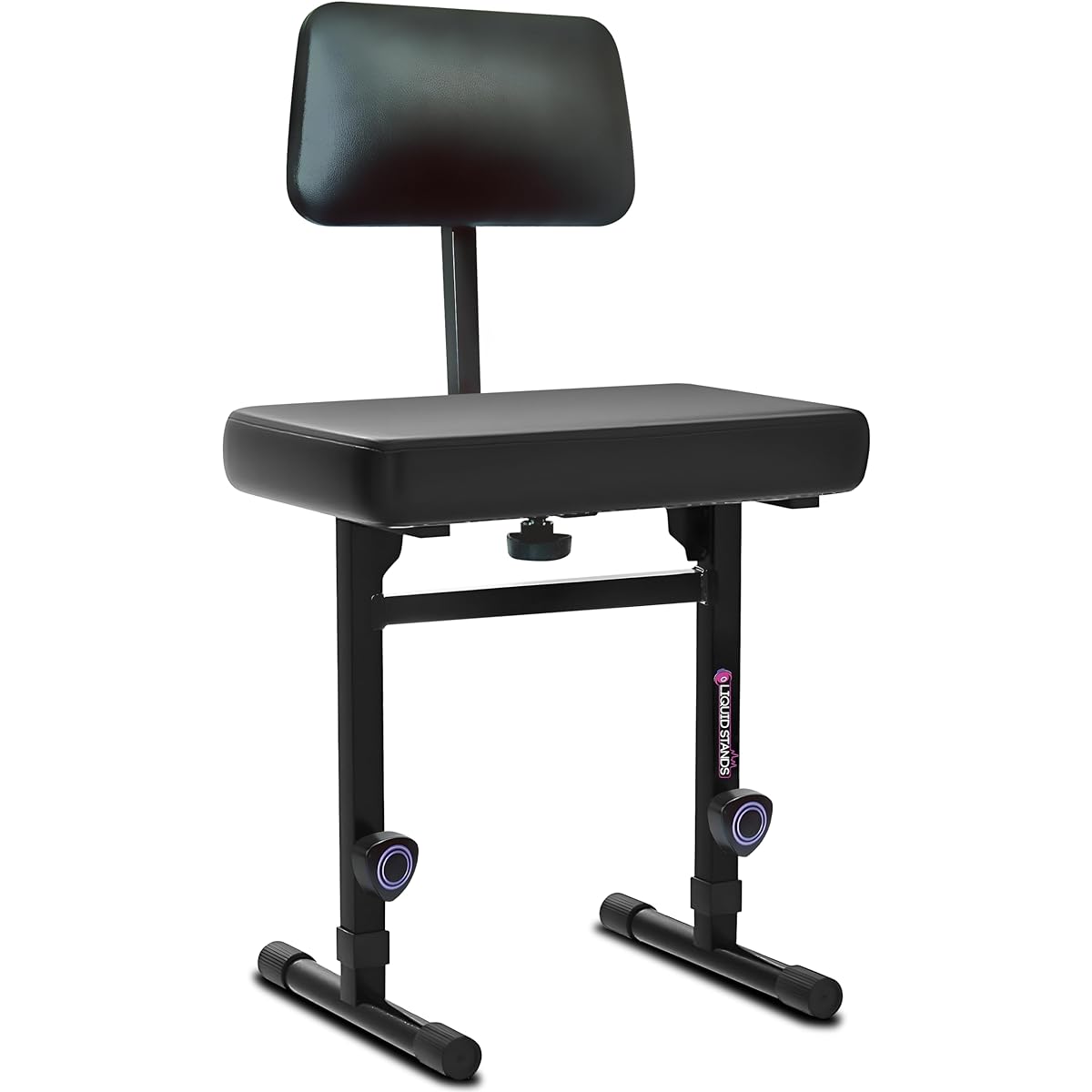 Liquid Stand Piano Bench Adjustable Stool - Music Keyboard Bench with Back Seat for Piano Keyboard Stand with Black Padded Cushion for Musicians Piano Stool Chair