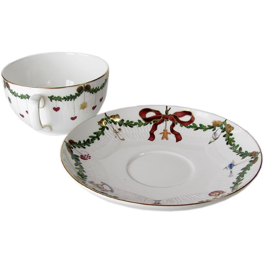 Royal Copenhagen Star Fluted Christmas Collection Tea Cup & Saucer 300ml 2503086 2503086 [Parallel Import]