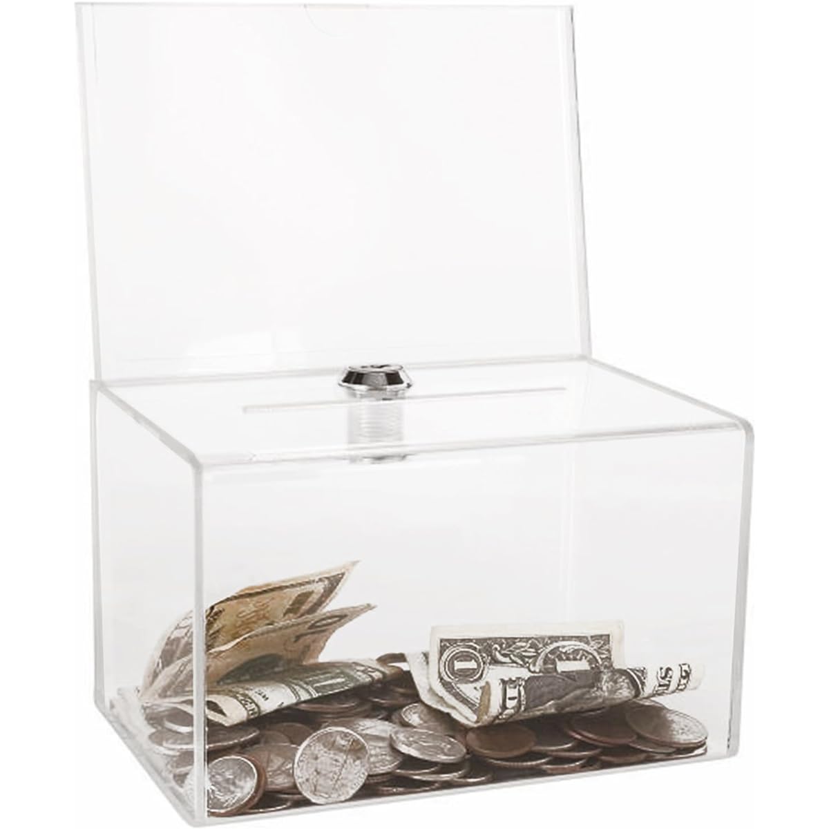 Donation Box, Clear, Acrylic, with Lock, Survey Box, Suggestion Box, Charity Box, Acrylic Donation Box, Transparent, Lightweight Design, Fully Clear, for Voting, Donations, Elections, Public Interest Activities, Commercial Activities (4 Pieces)