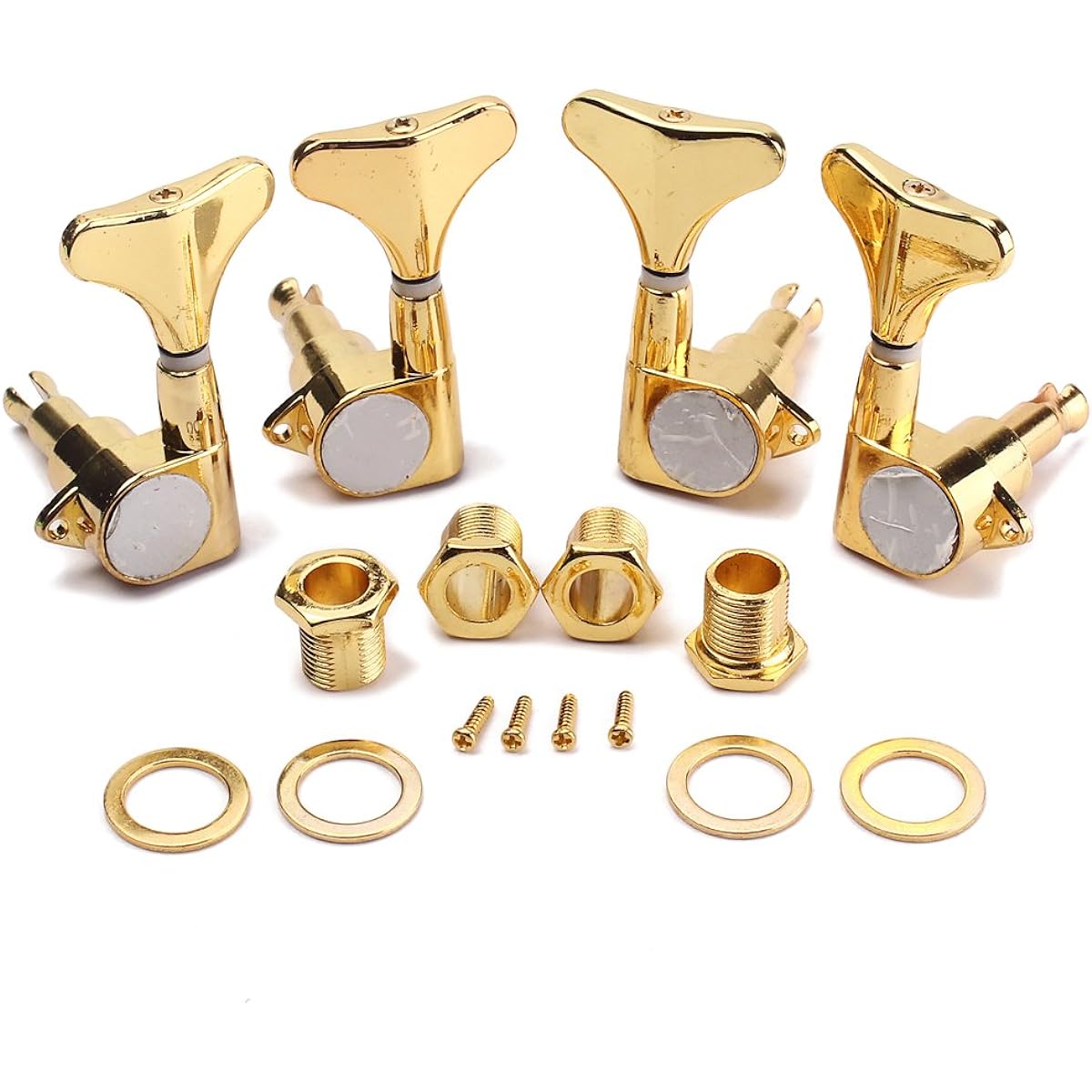 Hsyok Closed Bass Guitar Tuning Pegs Key 2R2L Machine Head Tuners for Precision Bass and Jazz Bass Accessories (Gold)