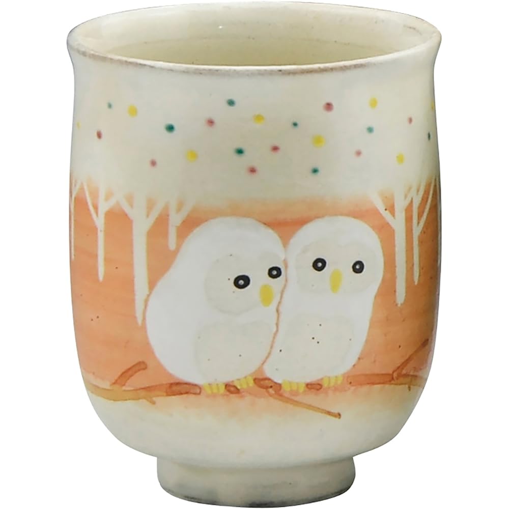 Kyoto ware Kiyomizu ware Kagetsu kiln set teacup white owl UHH973
