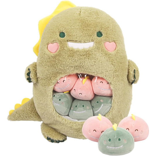 ARELUX Cute Dinosaur Plush Pudding Pillow: Snack Pillow, Toy Bag, Removable Plush Toys, 8 Piece Set, Creative Kids Soft Dinosaur Stuffed Animal Throw Pillow, Doll Gifts for Girls and Boys