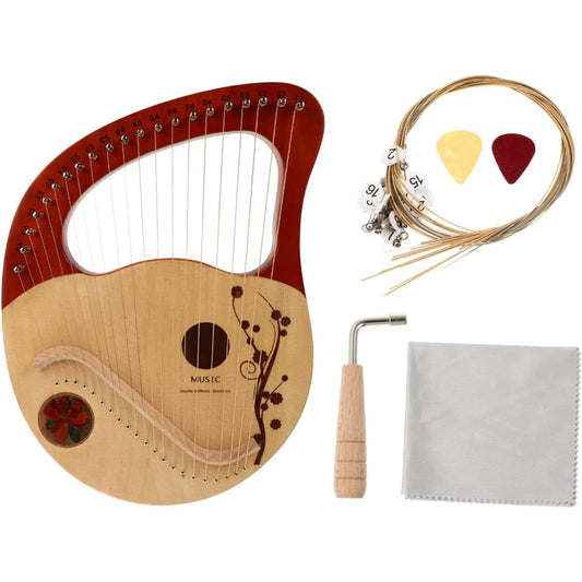 WowZza 1 Set 21 String Lyre Small Lyre Harp Small Musical Instrument Lyre Harp Metal Wooden Lyre Harp Lyre Musical Instrument Solid Wood Harp Wooden Harp Handheld Little Harp