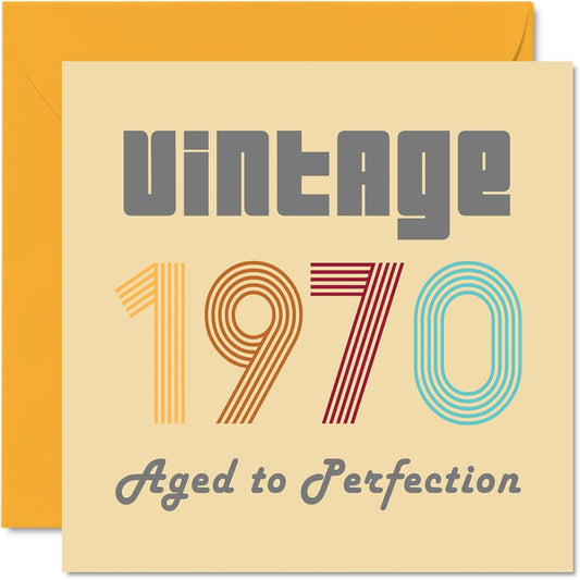 54th Birthday Card for Men Women Vintage 1970 Aged to Perfection - Funny 54th Birthday Card for Her 5.7 x 5.7 Inch Best Friend Birthday Greeting Card for Mom Dad Papa Brother Sister Uncle Aunt