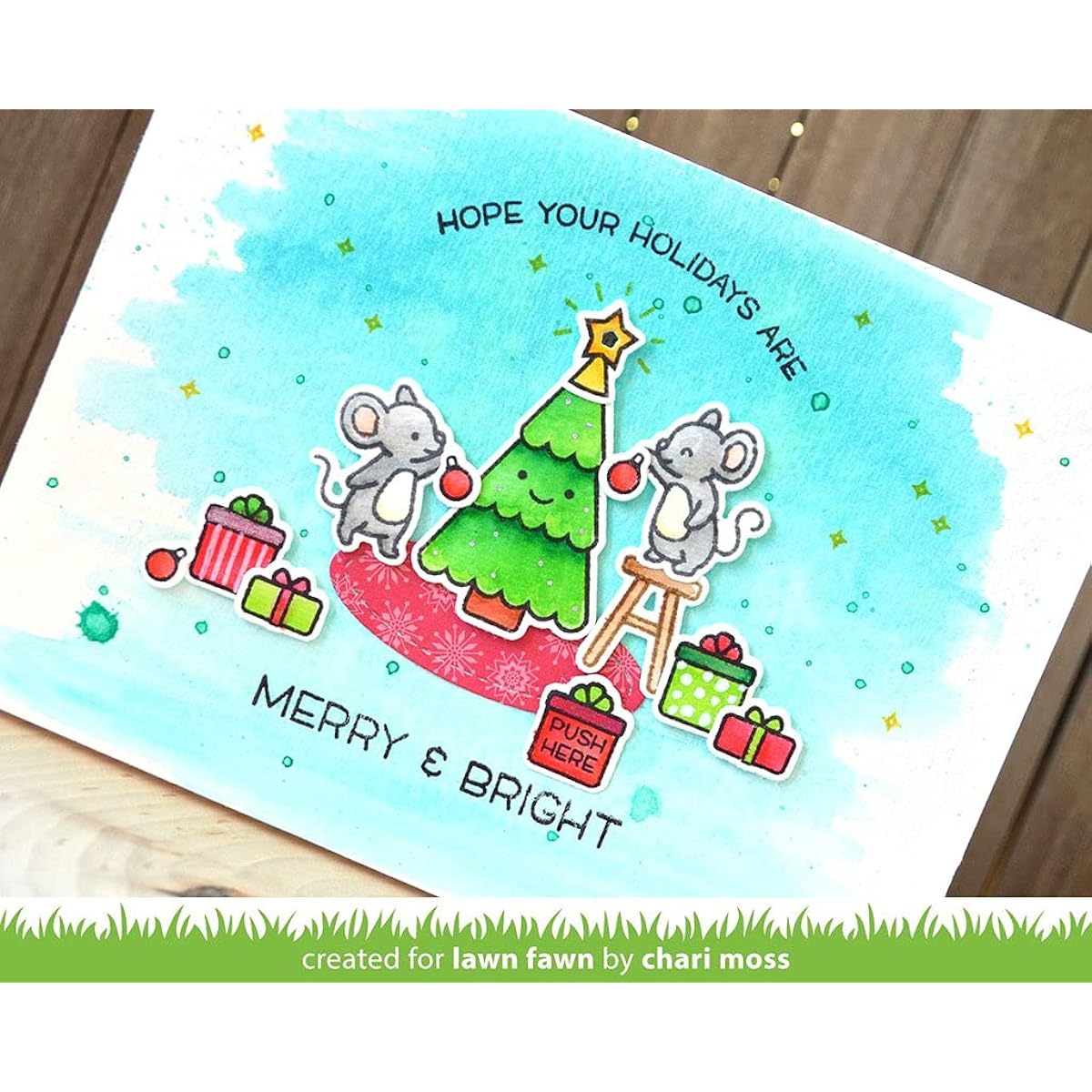 Lawn Fawn Merry Mice 3x4 Clear Stamp Set and Coordinating Lawn Mow Dies, 2 Item Set (LF2684, LF2685)