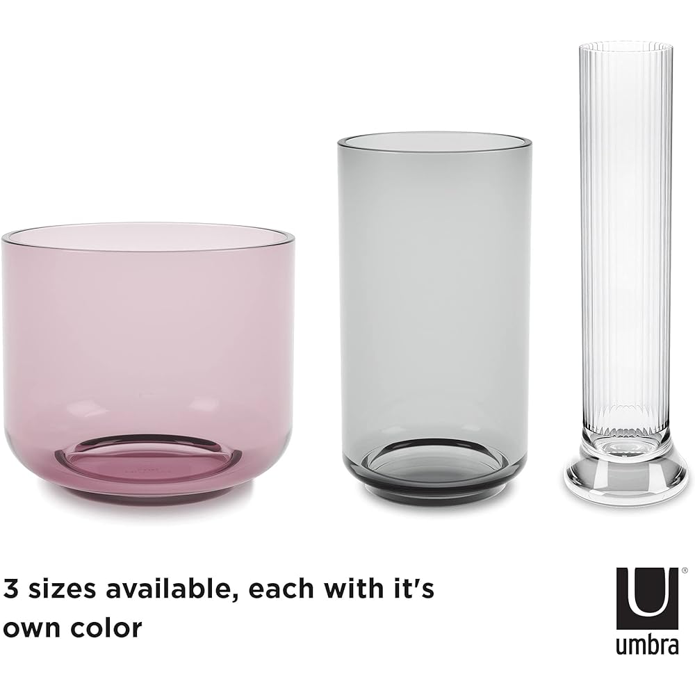 umbra Vase Flower Base Assorted Candle Holder Gardening Ornamental Plant Stacking Glass Accessory Case Living Room Entrance Decoration LAYLA 21017035022 27 x 15 x 15 cm Set of 3