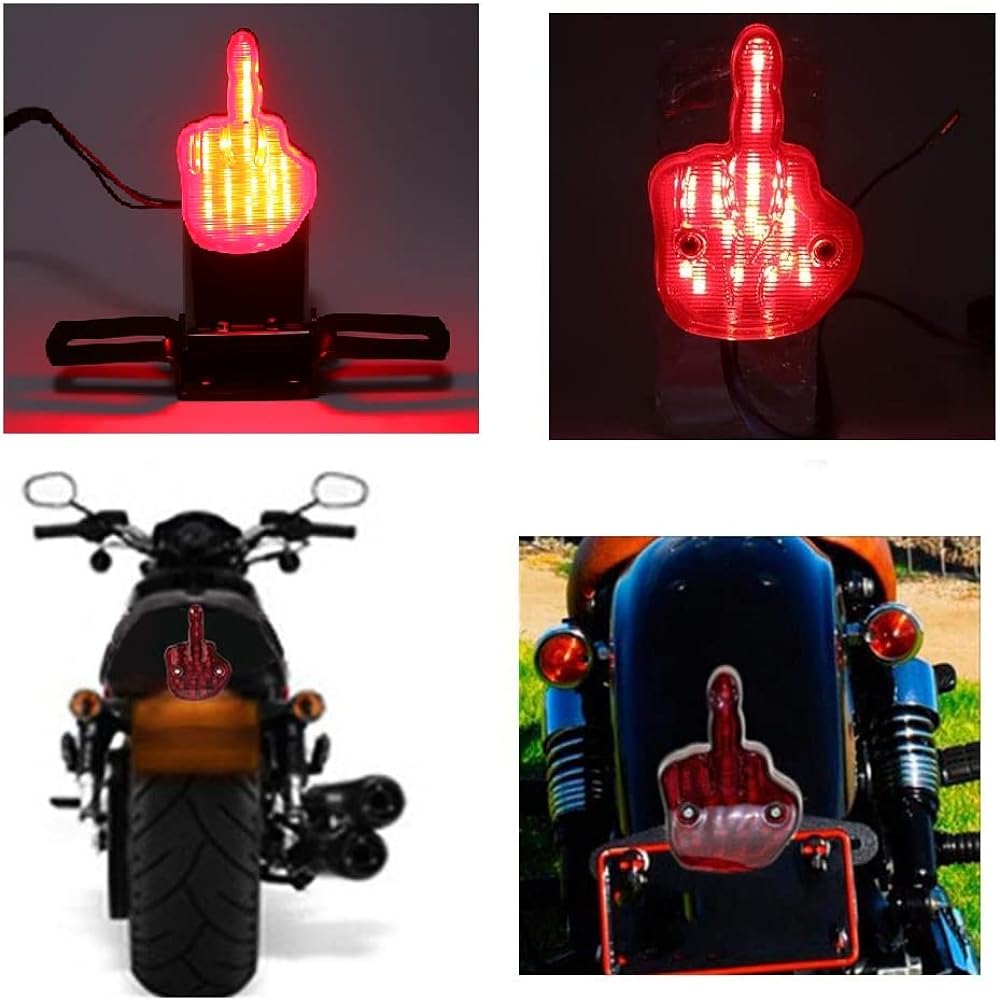 Areyourshop Finger LED Break Tail Light Tail Lamp Plate Brake Tail Light for Car Harley Yamaha Honda Suzuki Kawasaki Chopper Bobber Dual Sport Bike Motorcycle Dirt Bike