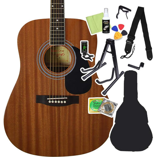 Sepia Crue WG-10 Mahogany Acoustic Guitar Beginner 12-piece Set Dreadnought Sepia Crue