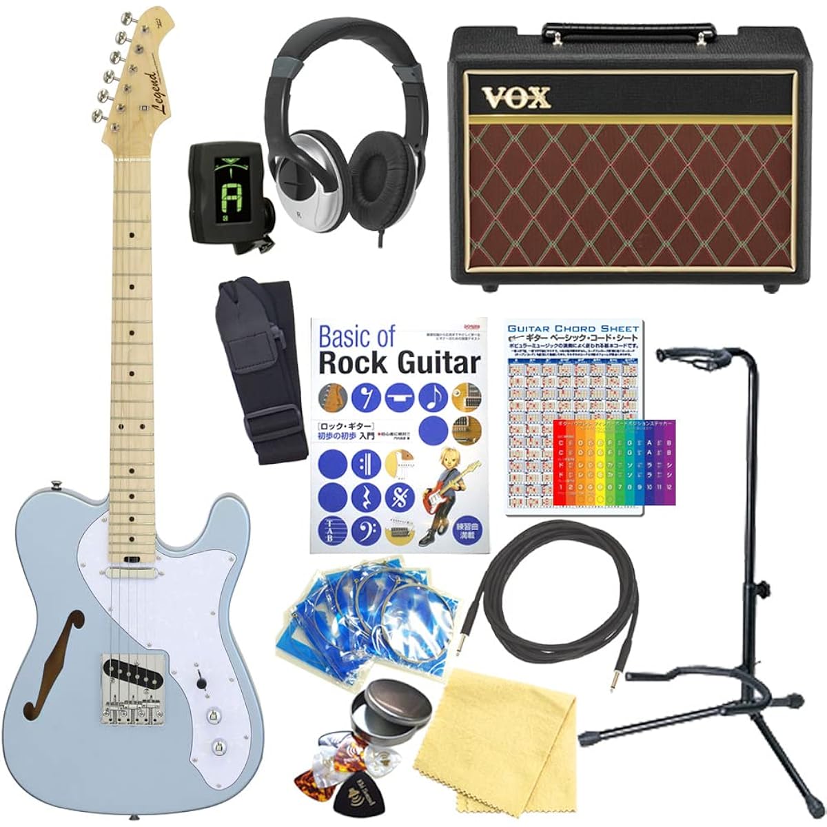 Electric Guitar Beginner Set Telecaster Thinline Type 15-piece Set with VOX Amplifier Legend LTE-69TL MIB