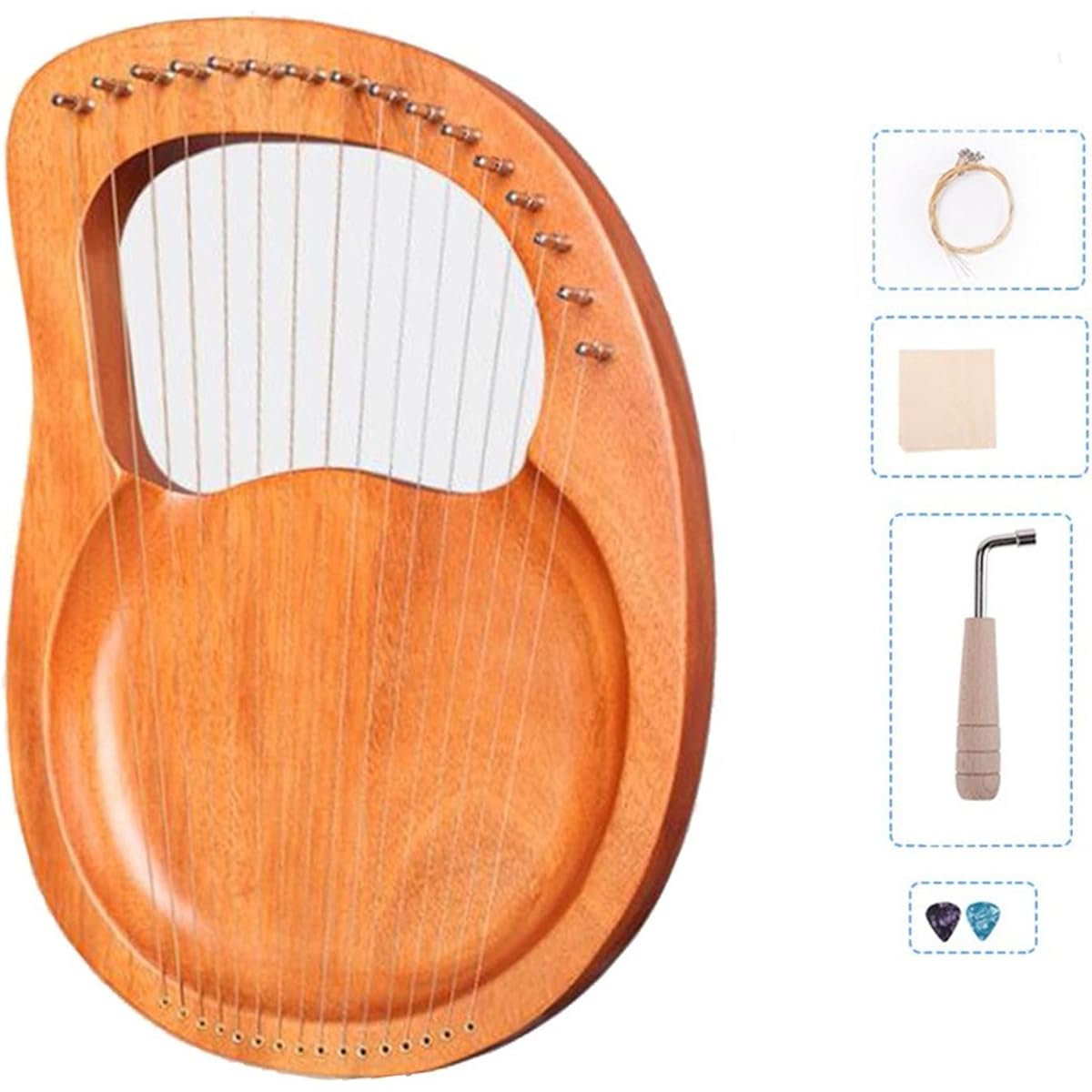 WowZza 16 String Solid Lyre Harp with Tuning Wrench Musical Instrument Harp Instrument/1