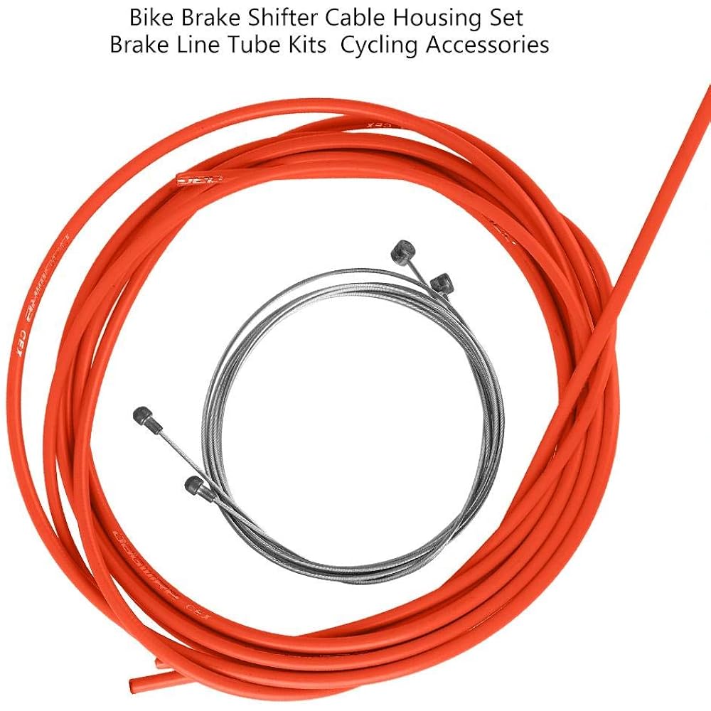 Bicycle Shift Cable Set Shift Cable & Brake Wire Tube Versatile Shift Brake Cable 4 Color Options (Orange)