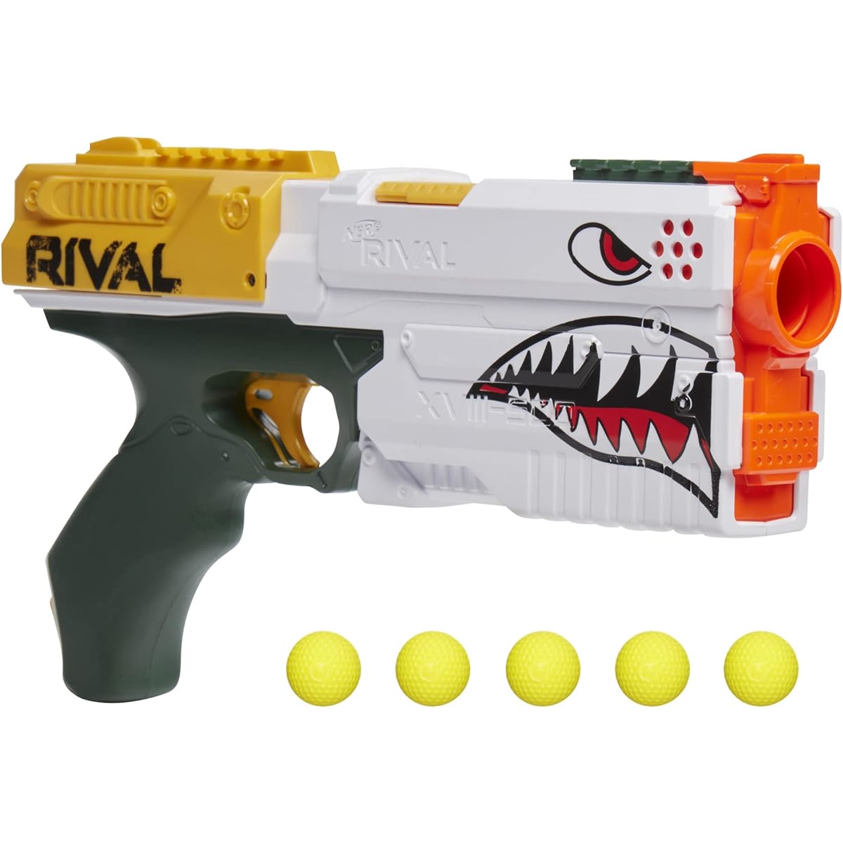 NERF Rival Kronos XVIII-500 Blaster Breach Loaded 5 Rival Rounds Spring Action 90FPS Velocity White Color Design ( Exclusive)