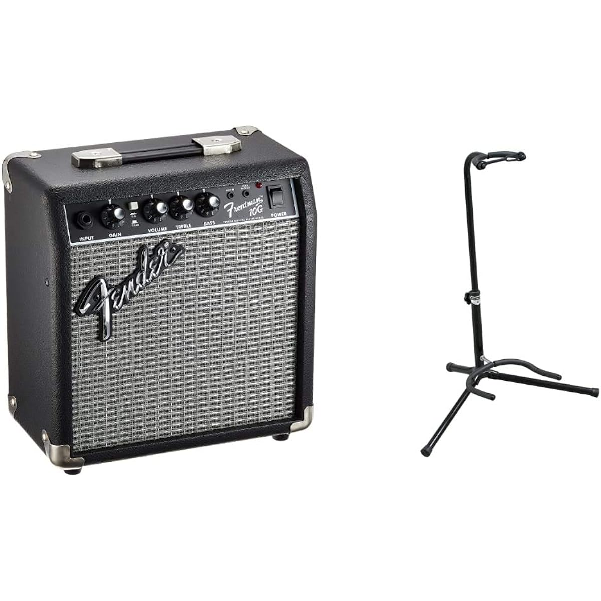 [Set purchase] Fender guitar amplifier FRONTMAN 10G 100V JPN DS & [Reliable products from Japanese companies] Kikutani guitar stand with anti-tipping rubber GS-102B