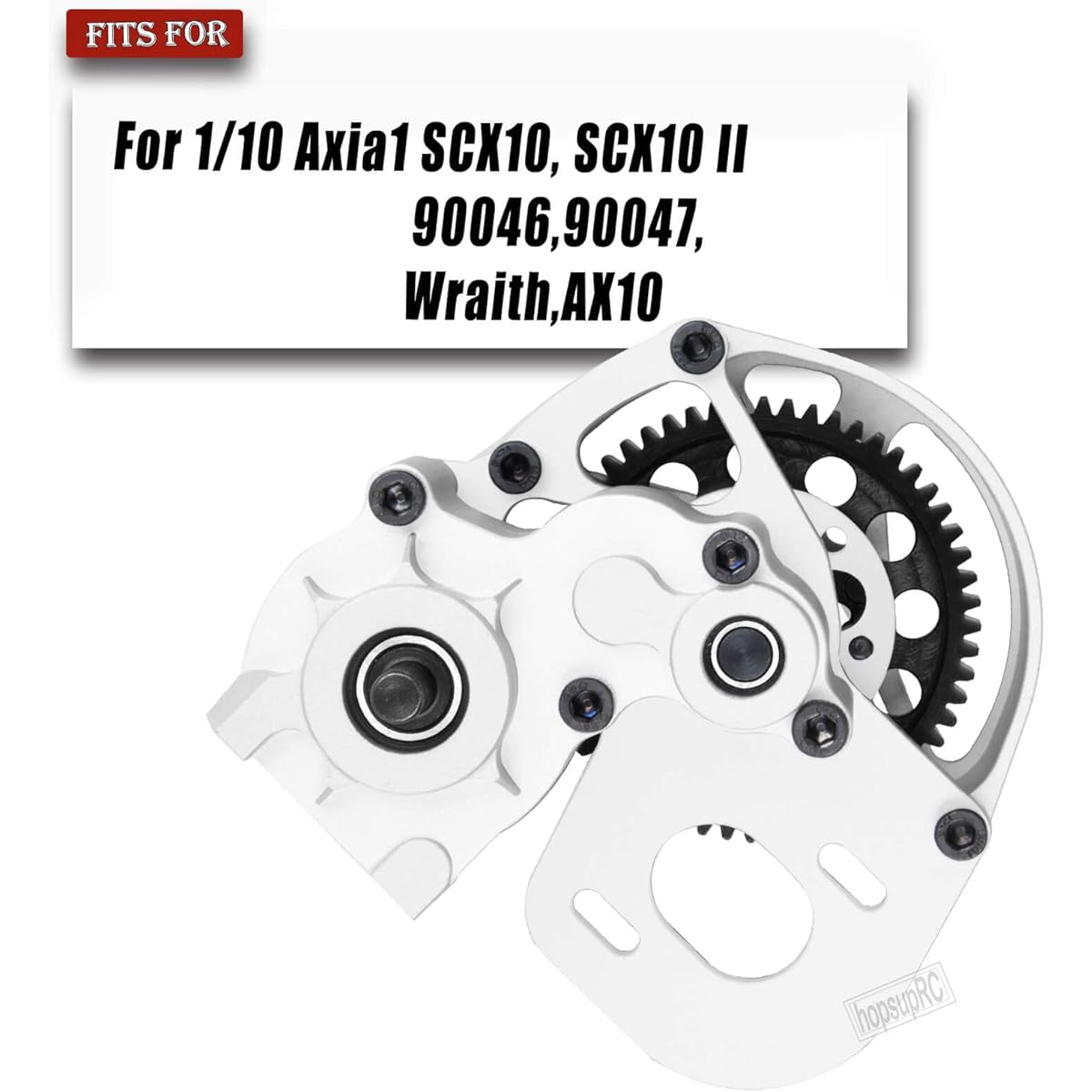 hopsupRC Aluminum Transmission Gearbox Upgrade Parts for 1/10 Axia1 SCX10 SCX10 II 90046 90047 Wraith AX10 RC Crawler Truck Center Transmission Gearbox Hop Up Silver