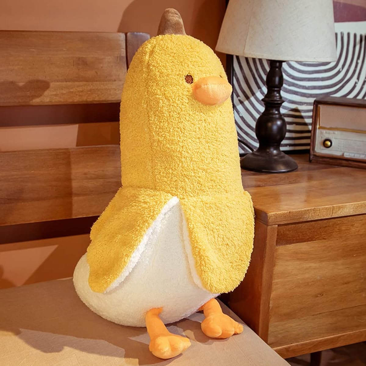 Funny Expression Banana Duck Pillow Cartoon Yellow Duck Plush Toy Doll Kids Bed Doll Gift for Kids (Yellow M (19.2 inch)