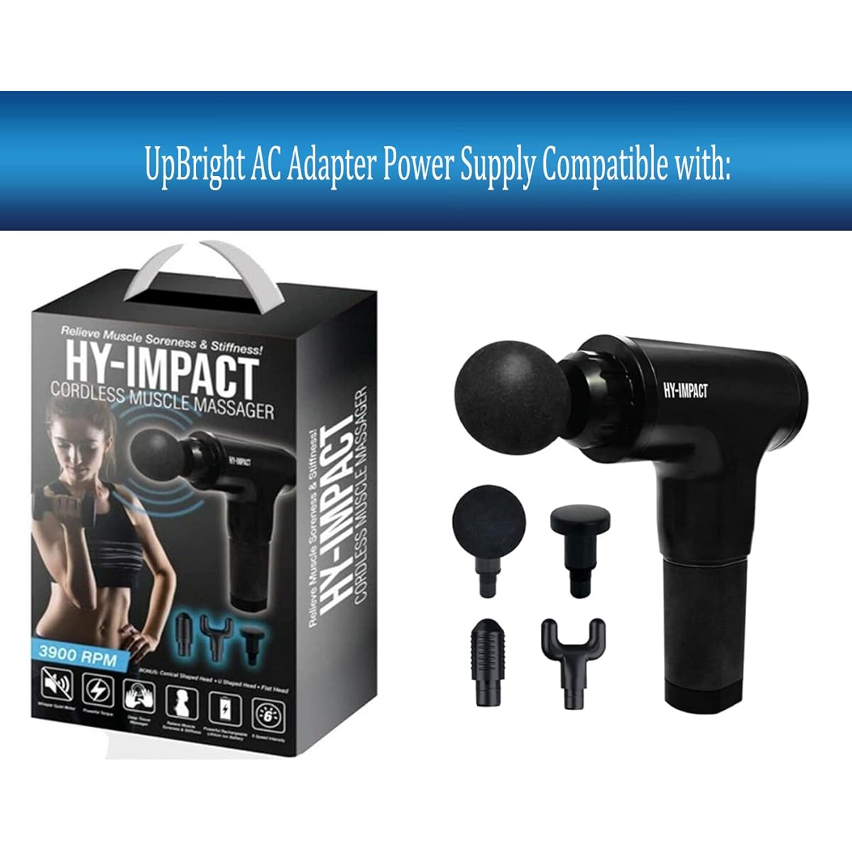 UpBright 8.4V AC/DC Adapter Hy-Impact 03110 3110 0321 Deep Tissue Muscle Massage Gun Cordless Massager 3900RPM AZP001951 8.4VDC 0.8A 1800mAh Li-ion Battery Charger Power PSU