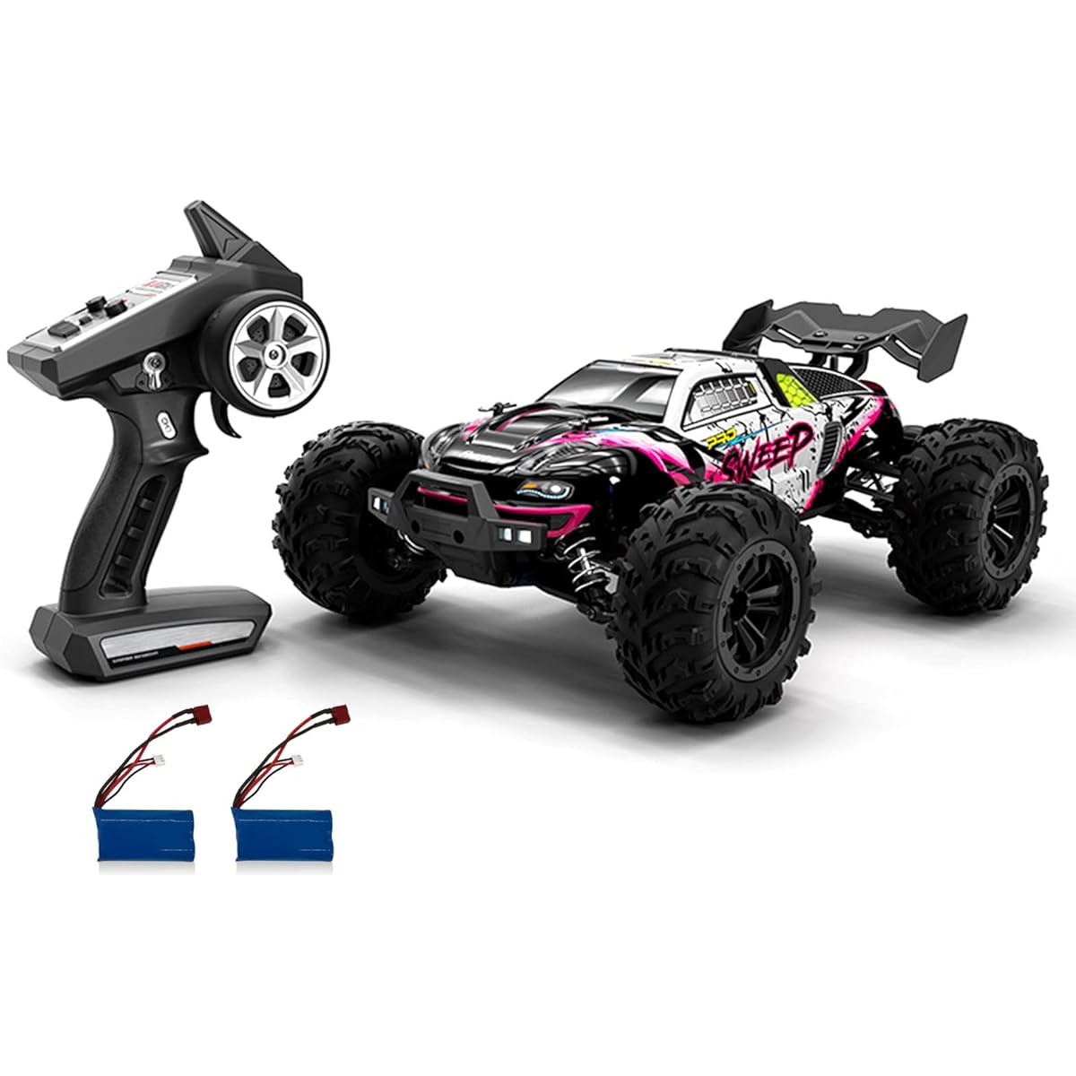 Remote Control Car, Duangu RC Car 2.4Ghz 70KM/H High Speed 1/16 Off-Road RC Truck Brushless Motor LED Light 4WD Car Racing Climbing Car Gift for Kids Adults 2 Batteries