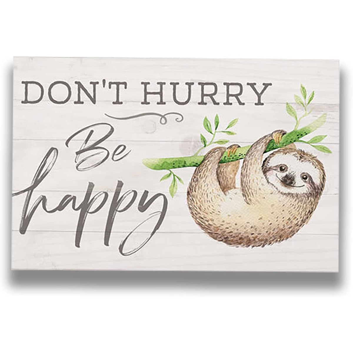 P. Graham Dunn Don't Hurry Be Happy Cream 5 x 3.5 inch Pine Decorative Tabletop Word Block Plaque