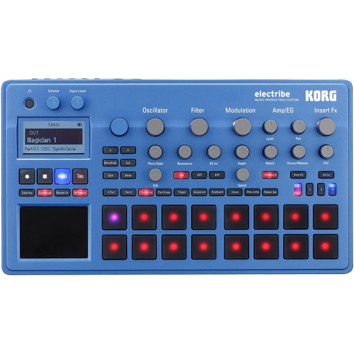 KORG Synthesizer Sequencer electribe2 BL Electribe2 Metallic Blue Perfect for dance music, music production, and live performances Works with Ableton Live