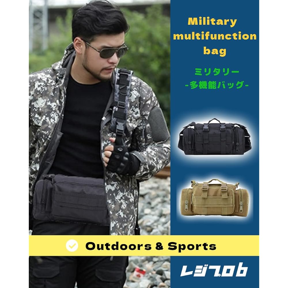 Regipro B Military 3WAY Multifunctional Bag Waterproof Waist Pouch Shoulder Bag Fishing Camping Storage Black